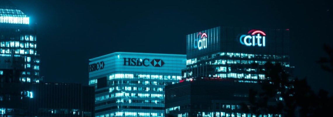 City buildings at night time. Security under construction contracts. Retention Moneys. Bank Guarantees