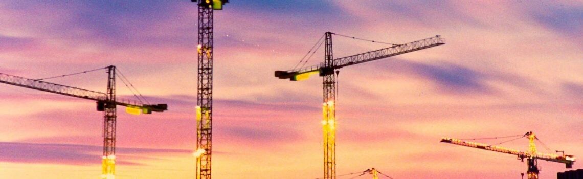 Construction site at sunset. Construction and contracting